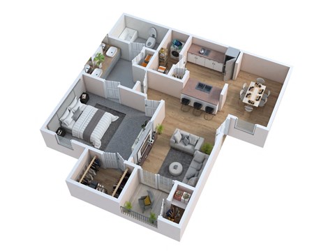 Floor plan for 1 bed, 1 bath, 775 sqft